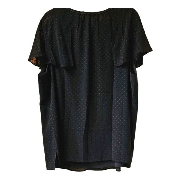 ISAACMIZRAHI LIVE! Plus,โSize Black Flutter Clip Dot Ruffle Short Sleeve Top - Picture 9 of 13